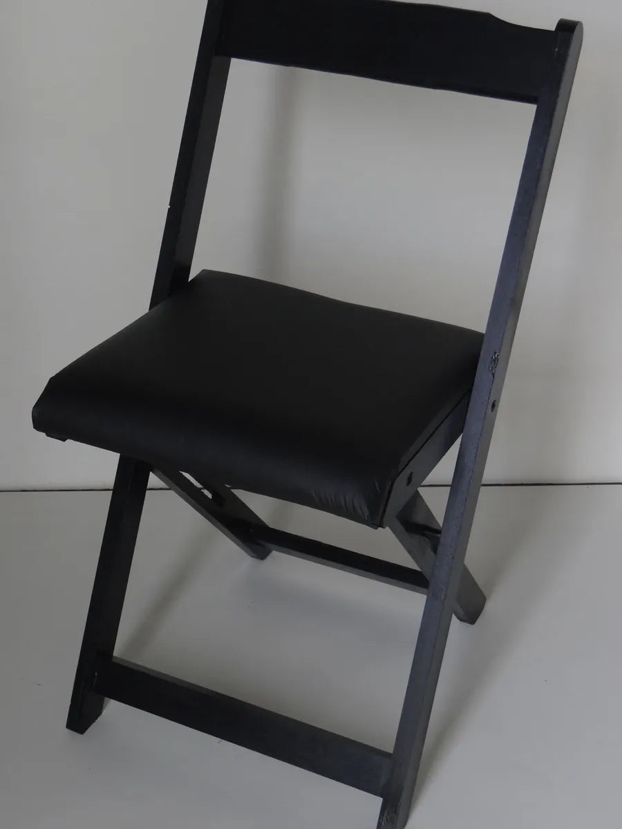 Conjunto Mesa Dobrável 70x70 Madeira Maciça, 4 Cadeiras Estofadas Preta - Cor: PRETO