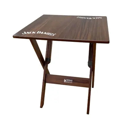 Conjunto Mesa Dobrável Madeira maciça 70x70 Personalizada Jack Daniel's + 4 Cadeiras - Marrom