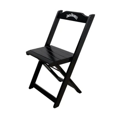 Conjunto Mesa Dobrável Madeira Maciça 70x70 com 4 Cadeiras - Personalizada Jack Daniels - Preta
