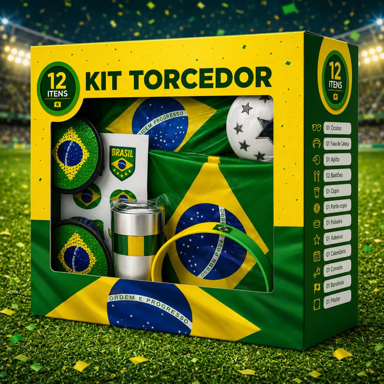 KIT Torcedor Brasil - 12 Peças + BRINDE EXCLUSIVO