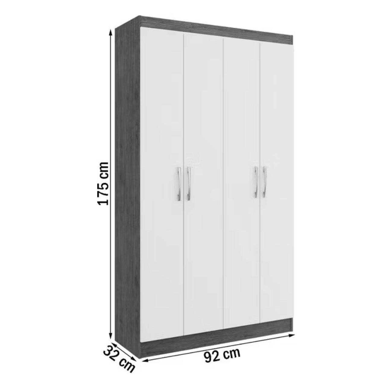 Guarda-roupa Solteiro 4 Portas Sion 8 Prateleiras - BLACK FRIDAY