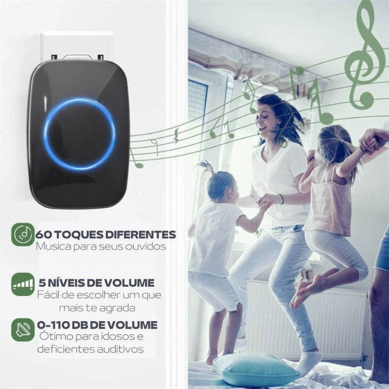 Campainha Inteligente Sem Fio Impermeável | Alcance 300m e 38 Toques