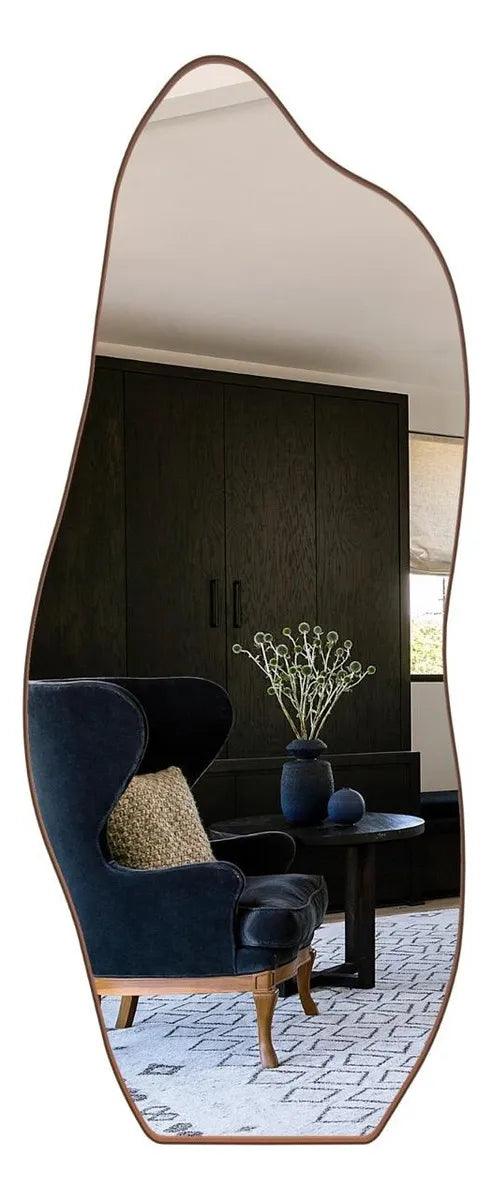 Espelho 100x50 Orgânico Corpo Inteiro Grande Moldur Caramelo