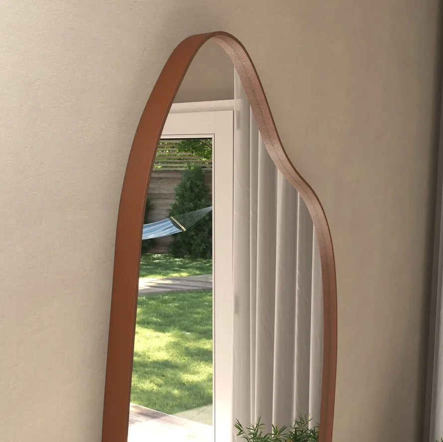 Espelho 100x50 Orgânico Corpo Inteiro Grande Moldur Caramelo