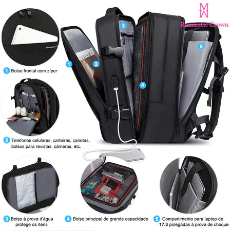 Mochila de Viagem ImpermeaveI Reforçada Executiva para Notebook