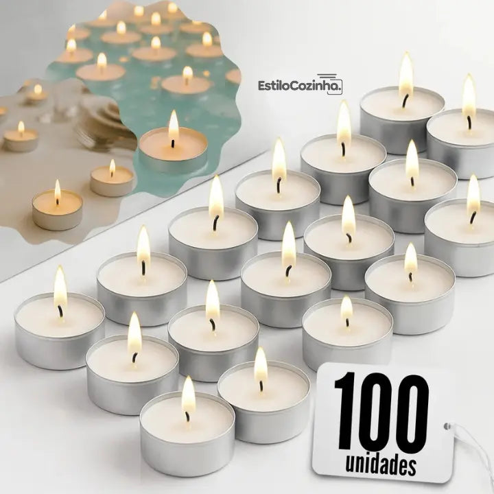 Rechaud Giratório Com 6 Compartimentos Aço Inox E Vidro 52cm + kit 100 velas para Rechaud