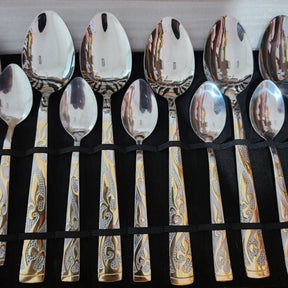 Talheres de Aço Inoxidável 24 Peças + Caixa de Madeira de Brinde