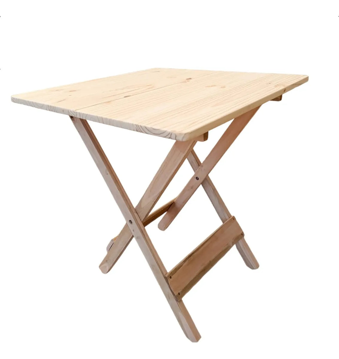 Conjunto Mesa Dobrável 70x70 de Madeira, 4 Cadeira - Cor: CRUA Natural