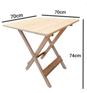 Conjunto Mesa Dobrável 70x70 de Madeira, 4 Cadeira - Cor: CRUA Natural