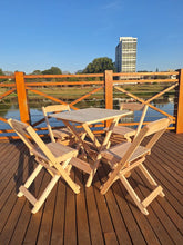 Conjunto Mesa Dobrável 70x70 de Madeira, 4 Cadeira - Cor: CRUA Natural