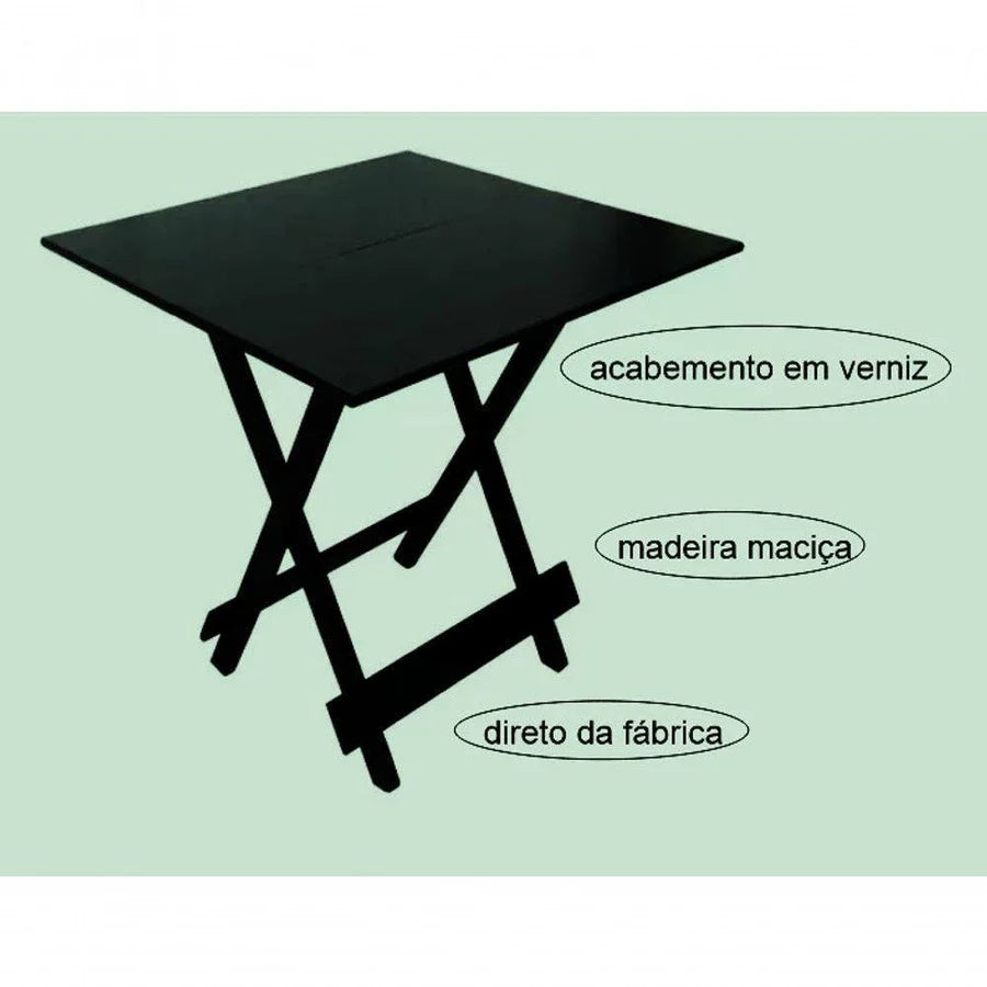 Conjunto Mesa Dobrável Dobrável 70x70, 4 Cadeiras Preto Estofado - LARANJA
