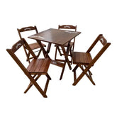 Conjunto Mesa Dobrável Madeira maciça 70x70 Personalizada Jack Daniel's + 4 Cadeiras - Marrom