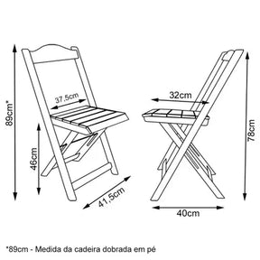 Conjunto Mesa Dobrável Madeira maciça 70x70 Personalizada Jack Daniel's + 4 Cadeiras - Marrom
