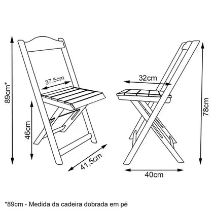 Conjunto Mesa Dobrável Madeira maciça 70x70 Personalizada Jack Daniel's + 4 Cadeiras - Marrom