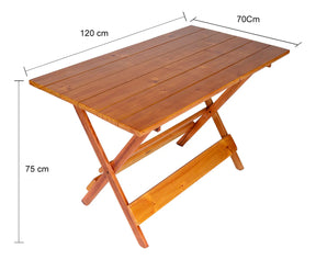 Jogo Conjunto 6 Cadeiras E 1 Mesa Dobrável 1,20x70 Cor Mel