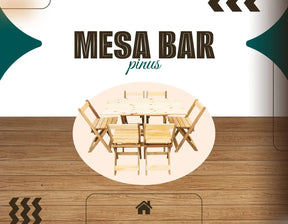 Jogo Mesa 120x70 Dobrável C/6 Cadeiras Madeira Maciça - Cor: NATURAL