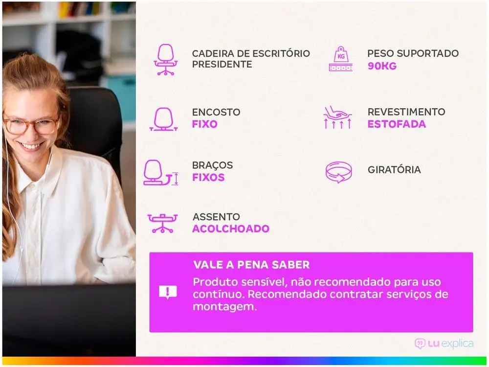 Cadeira de Escritório Presidente Giratória