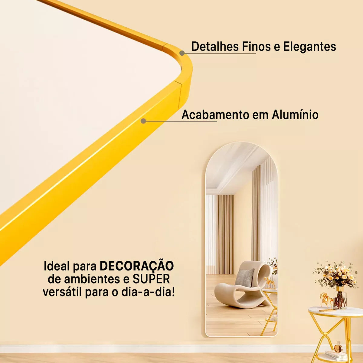 Espelho Pinterest Grande com Suporte e Moldura Dourada - (Promoção de Janeiro)