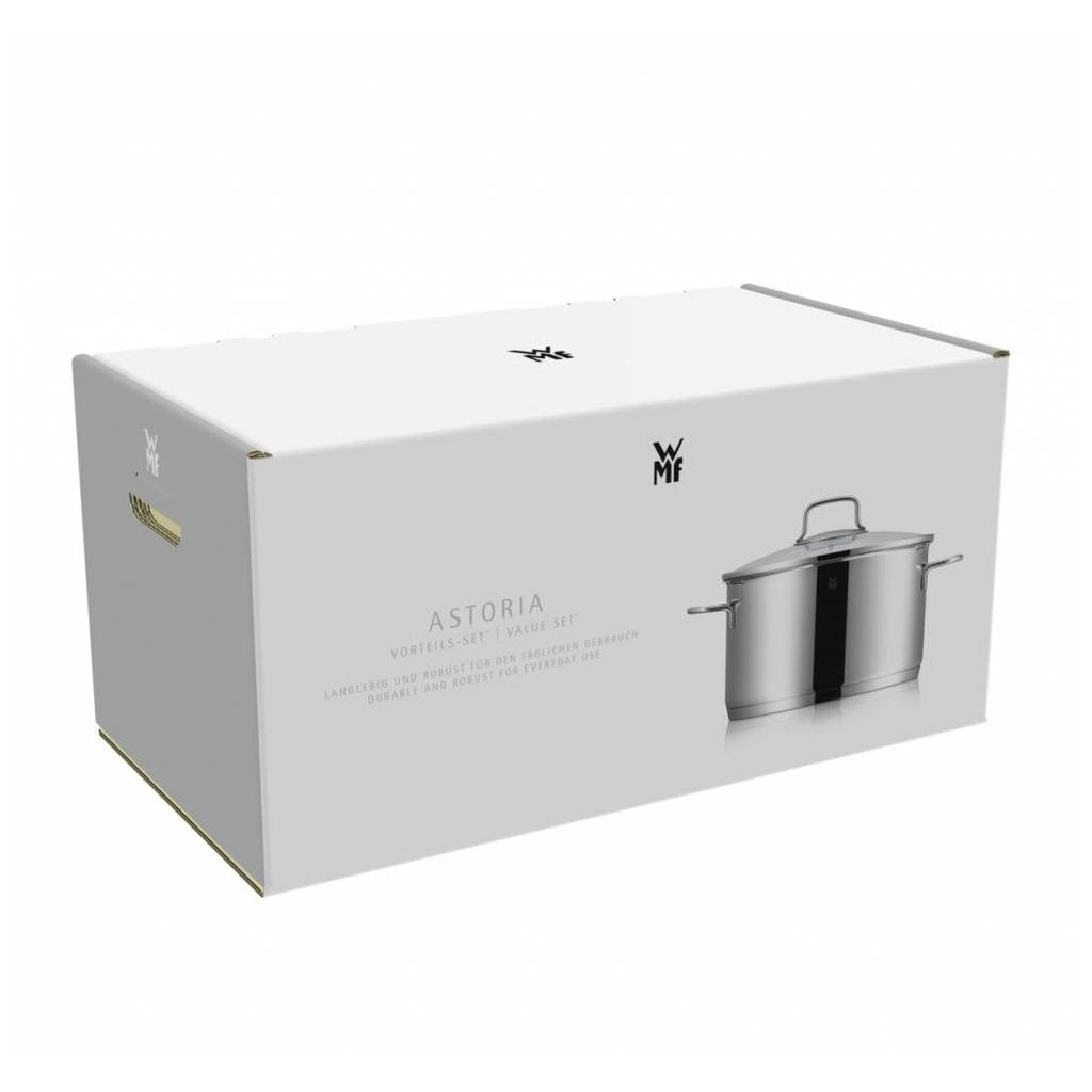 Conjunto de Panelas WMF Inox Cromargan® – 5 Peças Premium com Tampas de Vidro