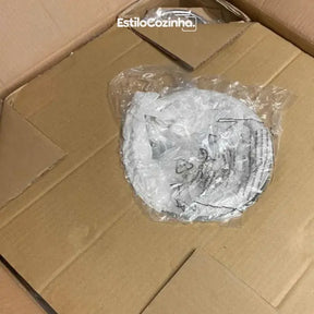 Rechaud Giratório Com 6 Compartimentos Aço Inox E Vidro 52cm + kit 100 velas para Rechaud