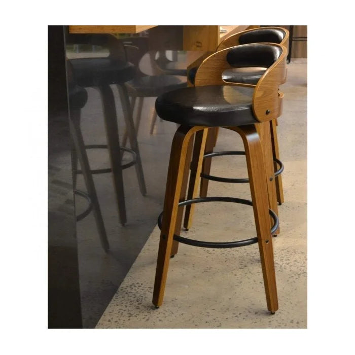 Kit 4 Banquetas para Cozinha Altas Giratórias Madeira Roma