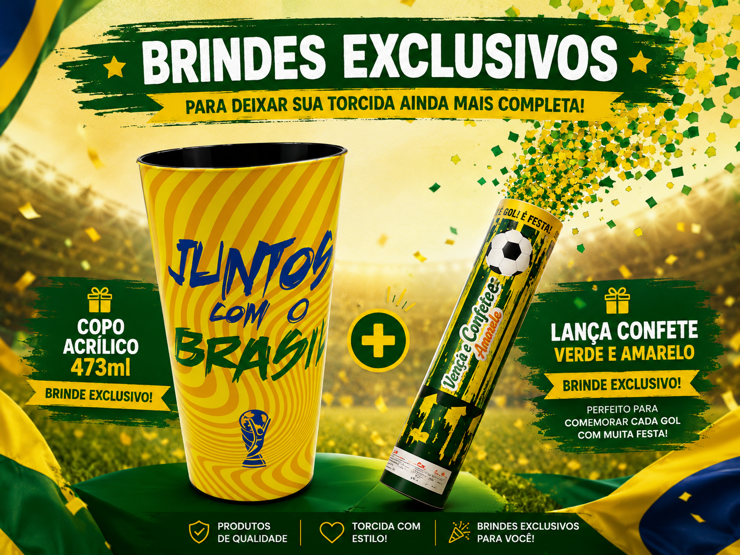 KIT Torcedor Brasil - 12 Peças + BRINDE EXCLUSIVO