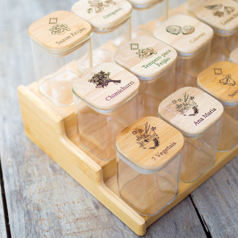 Kit Organizador de Temperos Kinders – 15 Potes Herméticos (200ml)