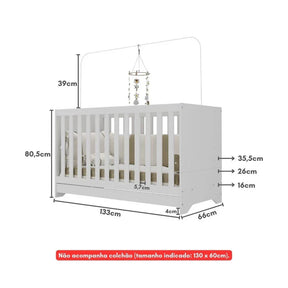 Berço 3 em 1 Evolutivo (Vira Mini Cama) - 100% Madeira Maciça [Garantia de 3 Anos]