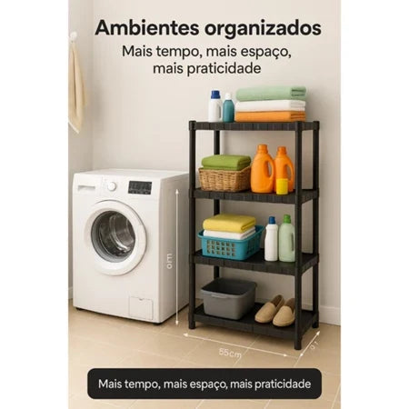 KIT 2 Estante com 5 Prateleira Organizadora de Plástico Modular Multiuso para Cozinha e Quarto