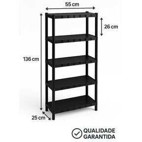 KIT 2 Estante com 5 Prateleira Organizadora de Plástico Modular Multiuso para Cozinha e Quarto