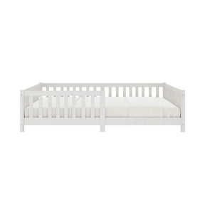 Cama Montessoriana Casal com Grade Eva - 100% Madeira Maciça Branca [Suporta 220kg]