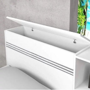 Cama Solteiro Multifuncional com Baú, 2 Gavetas e Auxiliar - 100% Madeira Maciça Branca [Jade Premium]