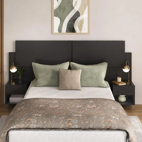 Cabeceira Extensível Casal/Queen com 2 Mesas de Cabeceira - 100% MDF [Kit Completo]