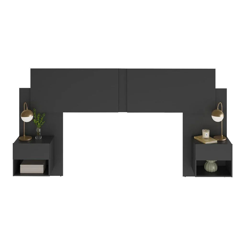 Cabeceira Extensível Casal/Queen com 2 Mesas de Cabeceira - 100% MDF [Kit Completo]