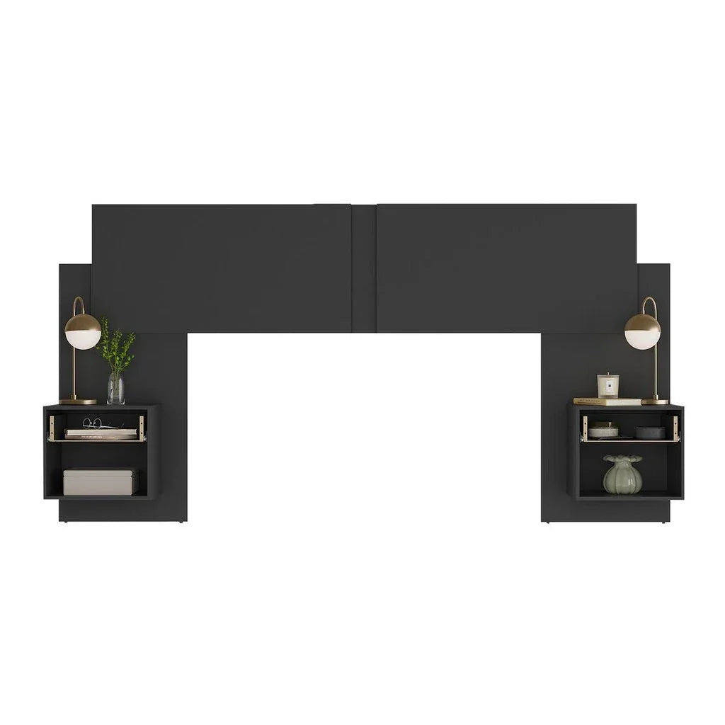 Cabeceira Extensível Casal/Queen com 2 Mesas de Cabeceira - 100% MDF [Kit Completo]