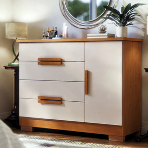 Cômoda Sapateira Bréscia 4 Gavetas e 1 Porta - 100% MDF Branco [Tampo Espaçoso]