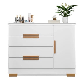 Cômoda Sapateira Bréscia 4 Gavetas e 1 Porta - 100% MDF Branco [Tampo Espaçoso]