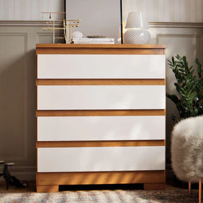 Cômoda Imperial 4 Gavetas Compacta - Branco/Nature Off White [Acabamento Premium]