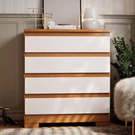 Cômoda Imperial 4 Gavetas Compacta - Branco/Nature Off White [Acabamento Premium]