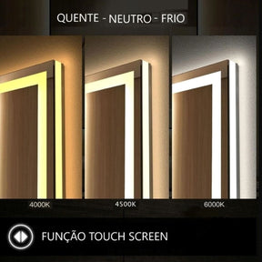 Espelho com Led Jateado e Botão Touch 50cm