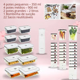 Kit 11 Pcs Fresh&Save - Conservador de Alimentos + 22 Sacos de Brinde!