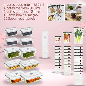 Kit 11 Pcs Fresh&Save - Conservador de Alimentos + 22 Sacos de Brinde!
