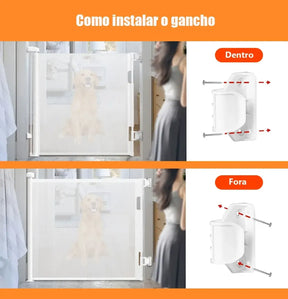 Portão Retrátil 140cm Tela Segurança Bebê Pet Cercadinho
