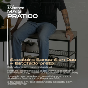 Sapateira Banco Sion Duo - Estofado Cinza